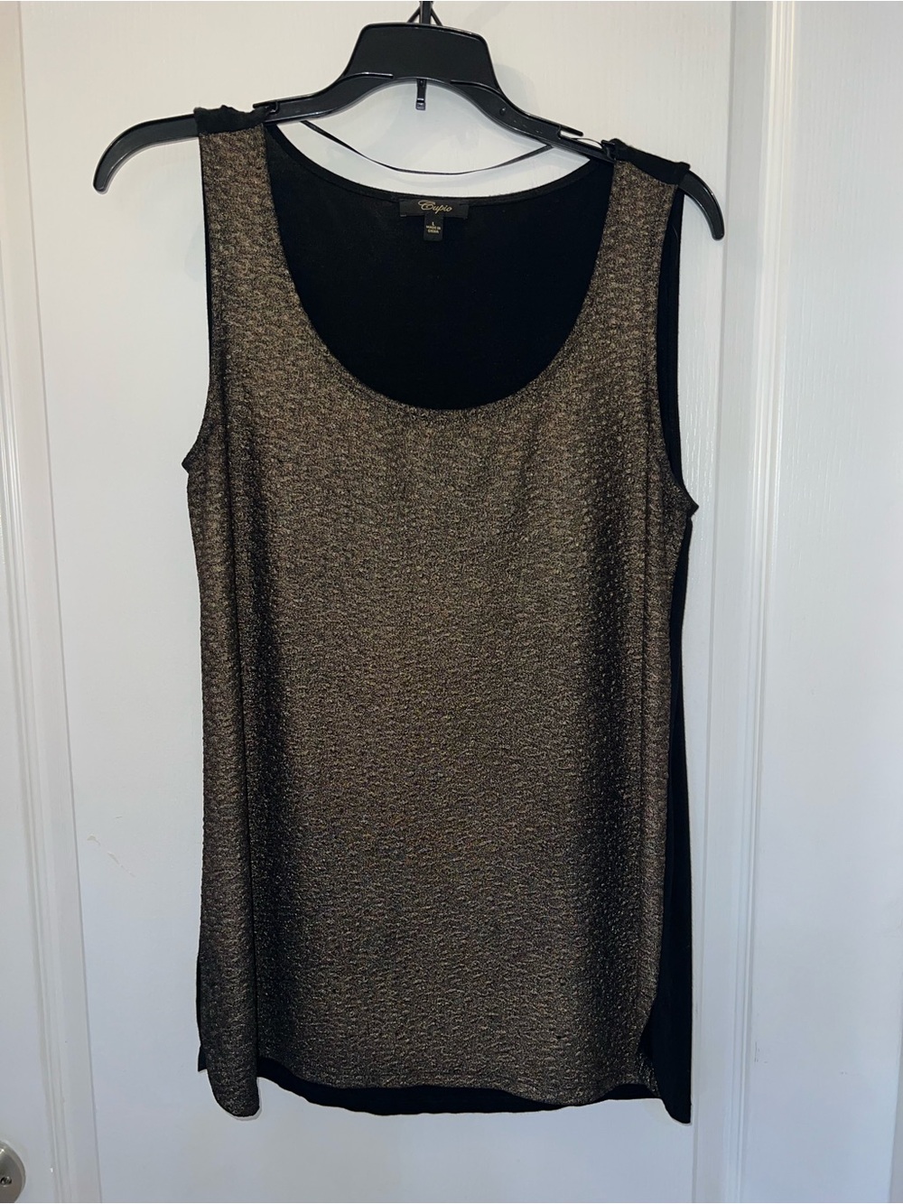 Metallic Gold-Black Scoop Neck Tank